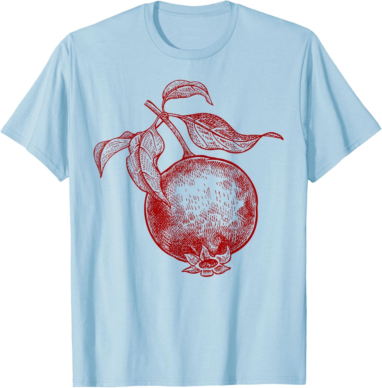 Pomegranate Fruit Retro Vintage Graphics - Pomegranate T-Shirt - T-Shirt | Light Blue