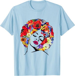 Afro Hair Natural Black History Juneteenth Pride T-Shirt - T-Shirt | Light Blue