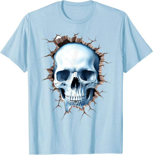 Skull Drawing Artist Illustration Abstract Face Skull , white, S T-Shirt - T-Shirt | Light Blue