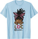 Loc'd Queen Afro Messy Bun Leopard Black Woman Birthday T-Shirt - T-Shirt | Light Blue