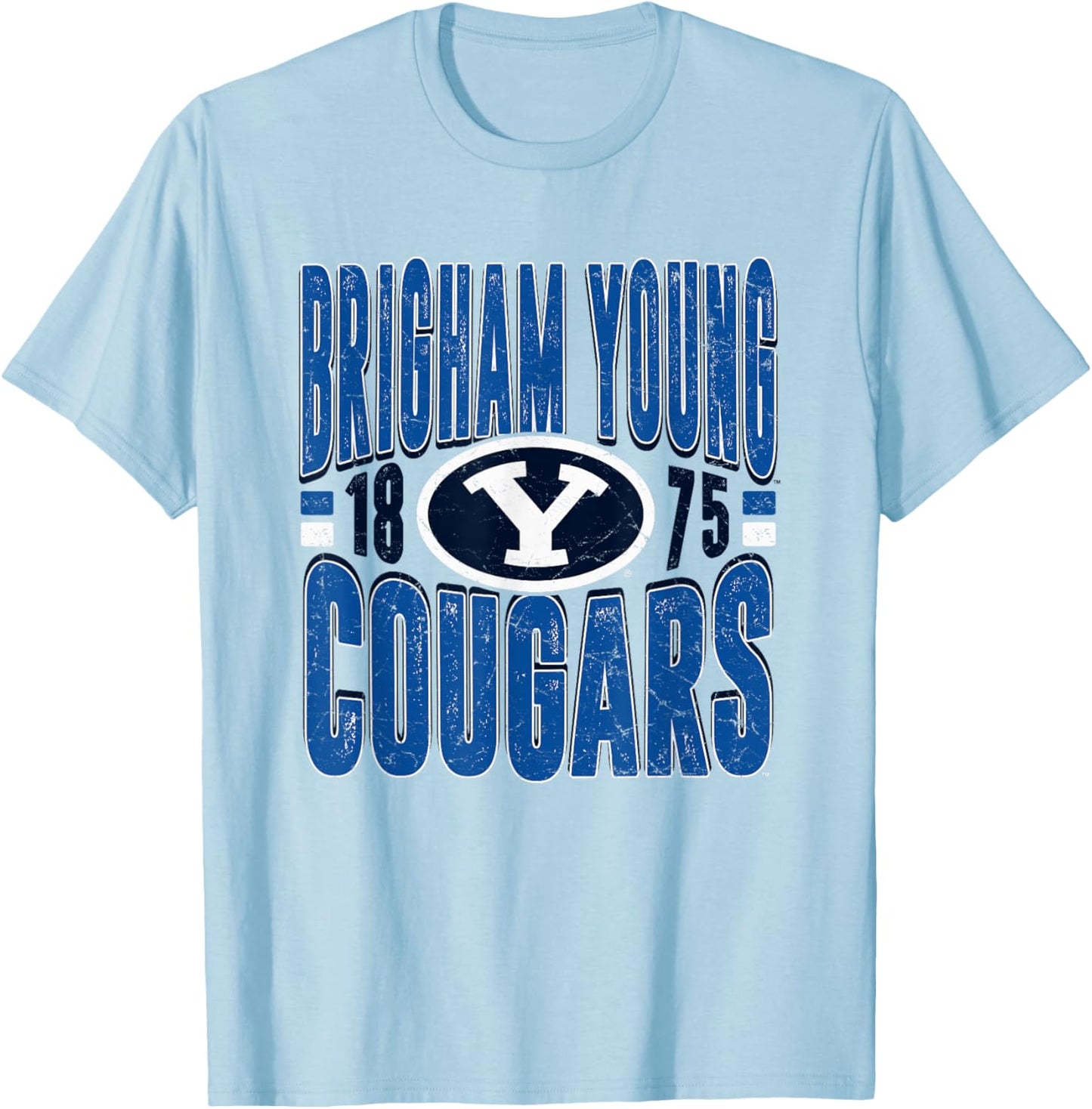 BYU Cougars Vintage 90's Retro Gray Officially Licensed T-Shirt - T-Shirt | Light Blue