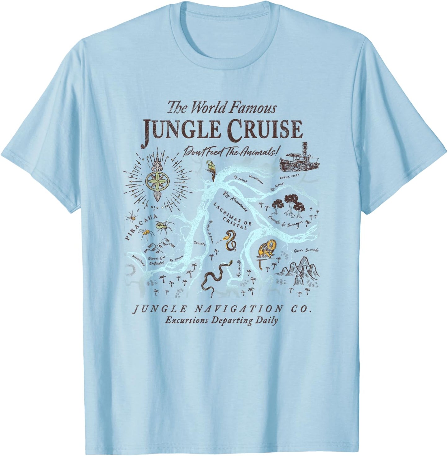 Disney Jungle Cruise World Famous Excursions Departing Daily Short Sleeve T-Shirt - T-Shirt | Light Blue