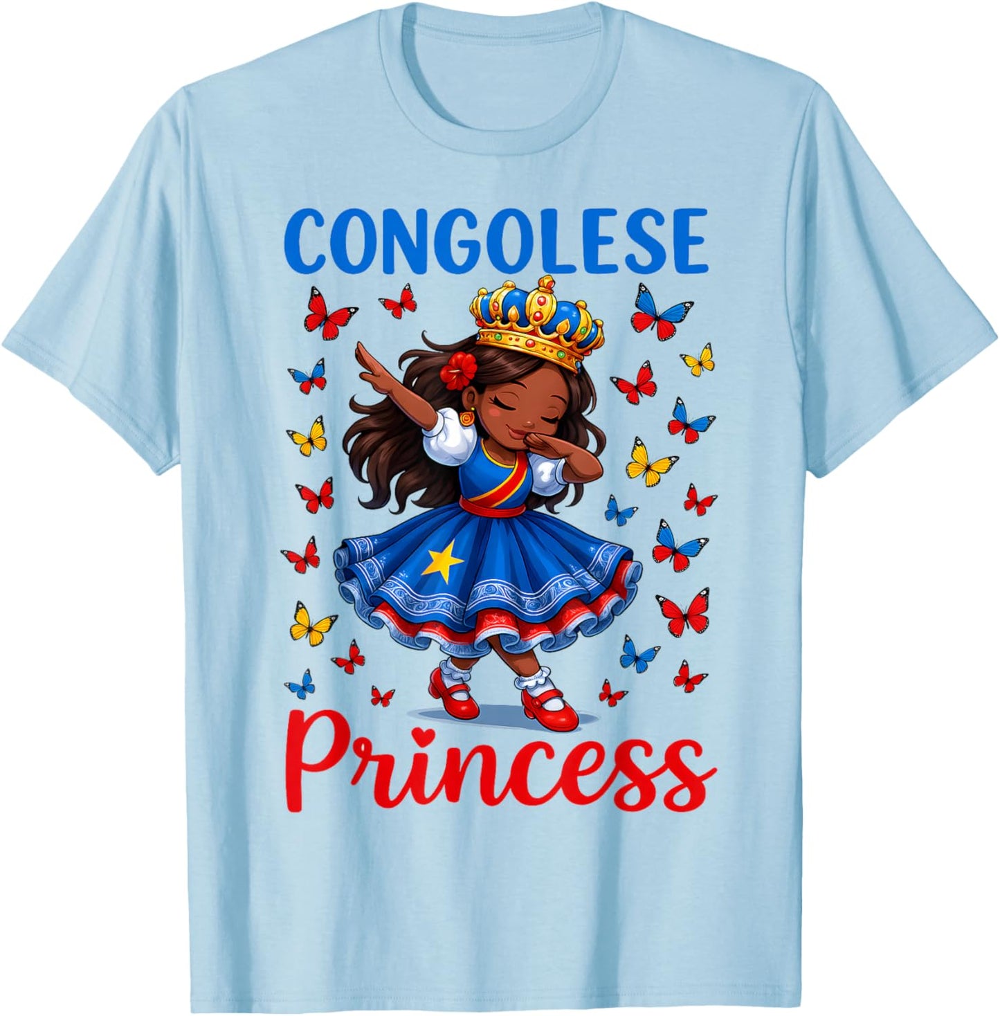 Congolese Princess Dabbing Girl Cute Congo Pride Outfit kids T-Shirt - T-Shirt | Light Blue