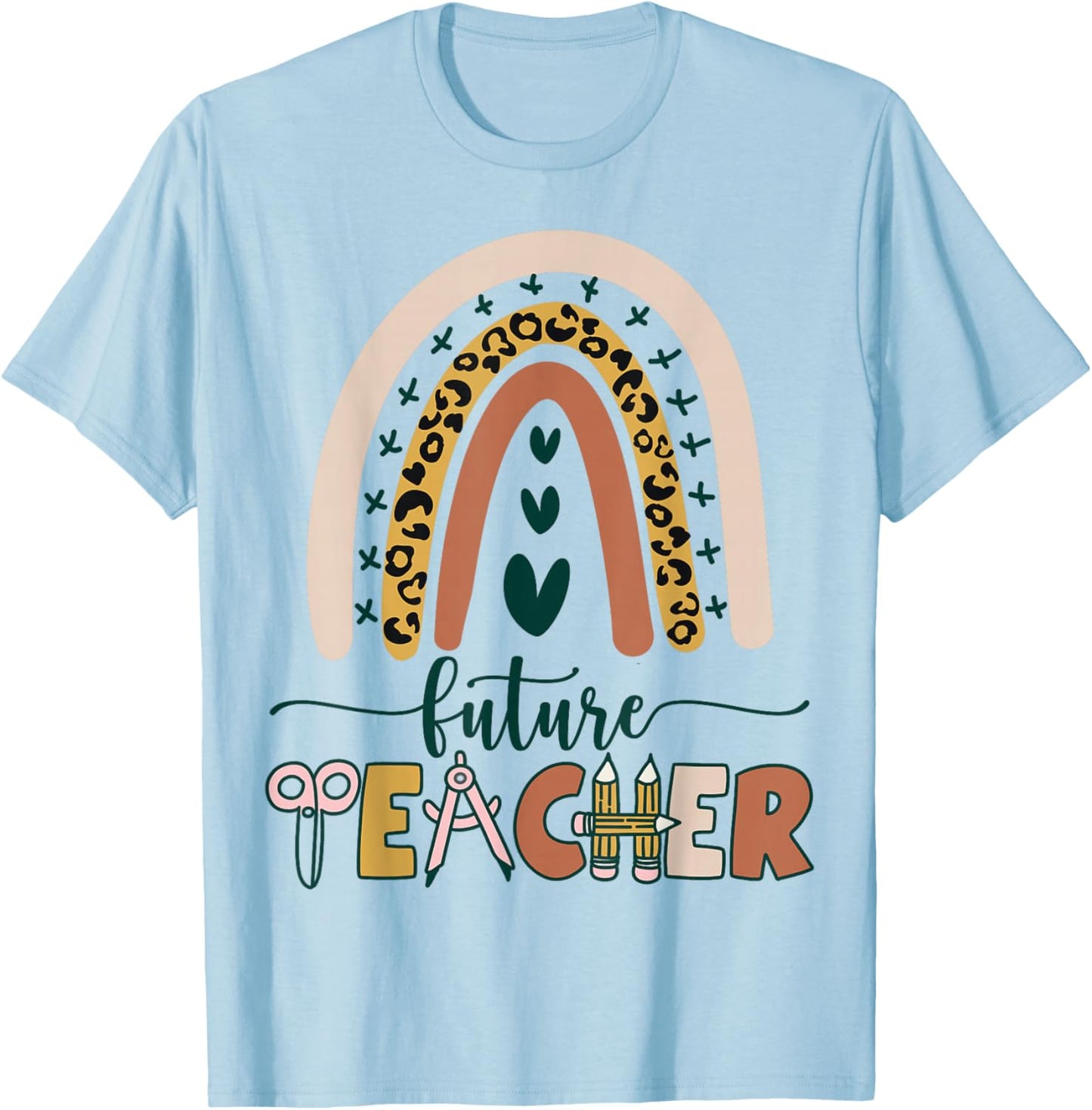 Future Teacher Boho Rainbow Leopard New Grad Student T-Shirt - T-Shirt | Light Blue