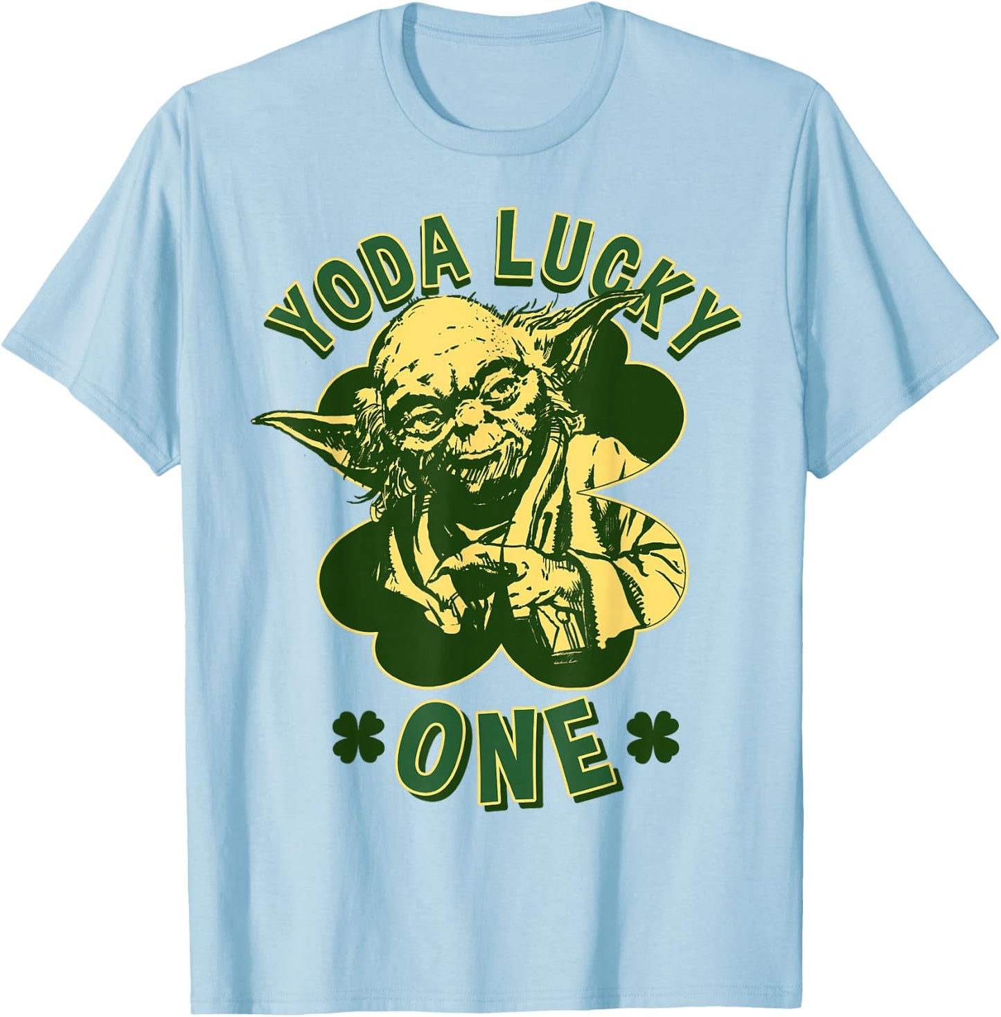 Star Wars St. Patrick's Day Yoda Lucky One Retro Clover T-Shirt - T-Shirt | Light Blue