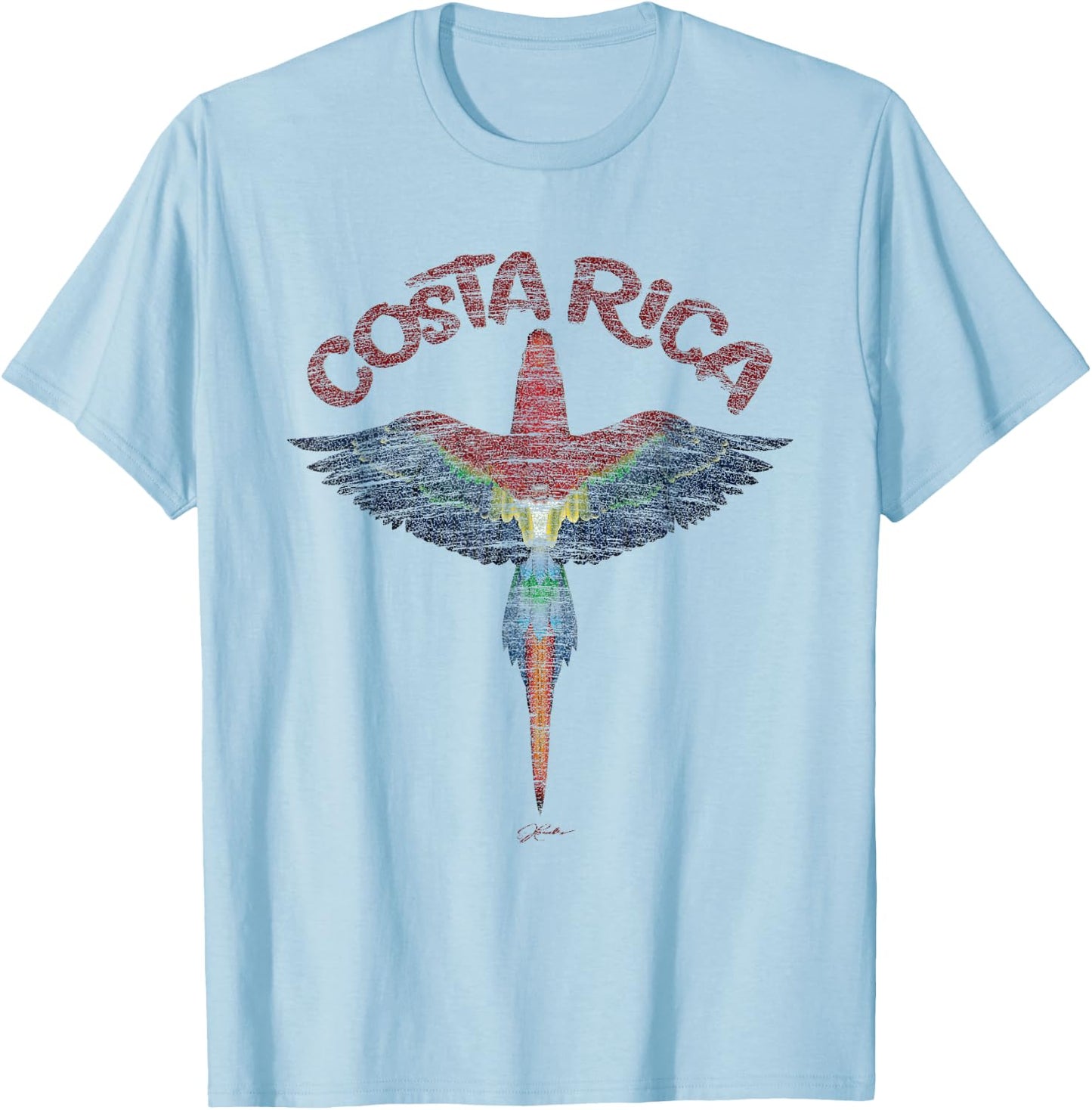 JCombs: Costa Rica Scarlet Macaw T-Shirt - T-Shirt | Light Blue
