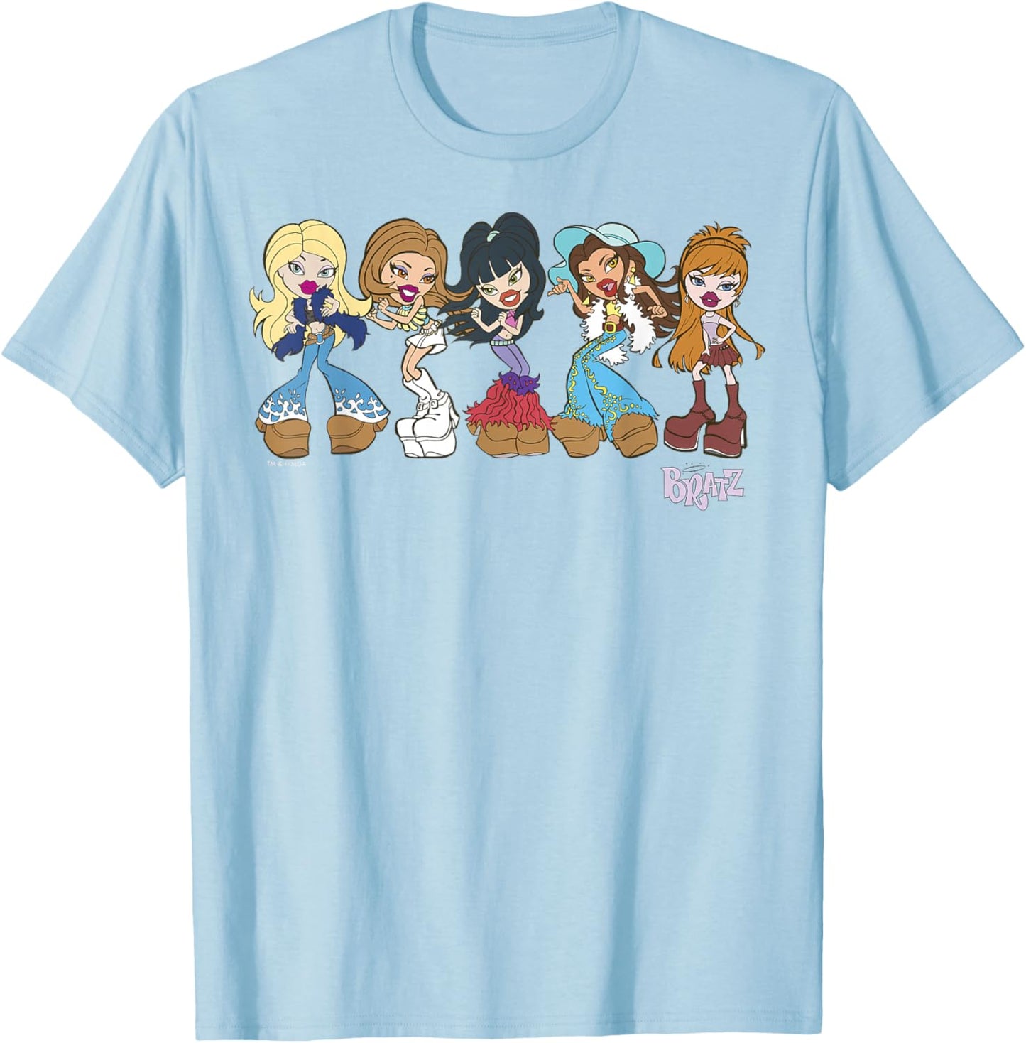 Bratz Group Shot Dancing Line Up T-Shirt - T-Shirt | Light Blue