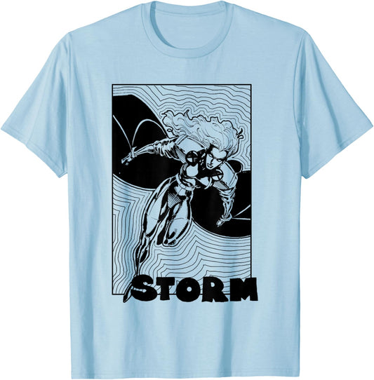 Marvel X-Men Storm Trippy Lines Retro Poster T-Shirt - T-Shirt | Light Blue