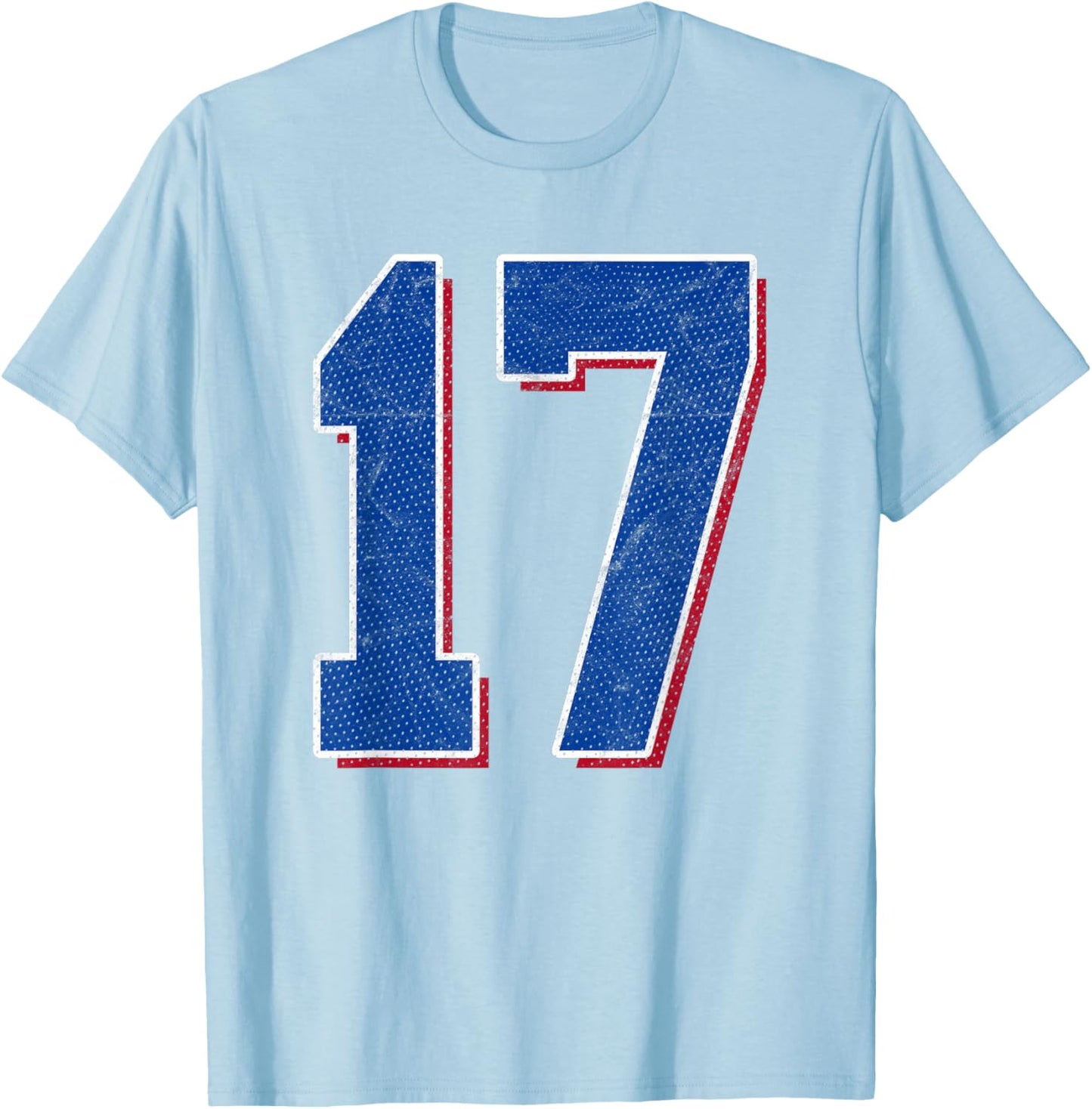 Number 17 Numbered Uniform Sports Team Jersey 17th Birthday T-Shirt - T-Shirt | Light Blue