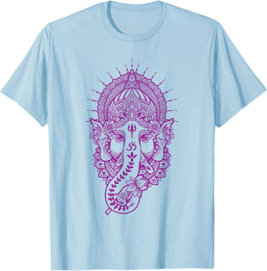 Ganesh Symbol Yoga Hindu Men Women Meditation T-Shirt - T-Shirt | Light Blue
