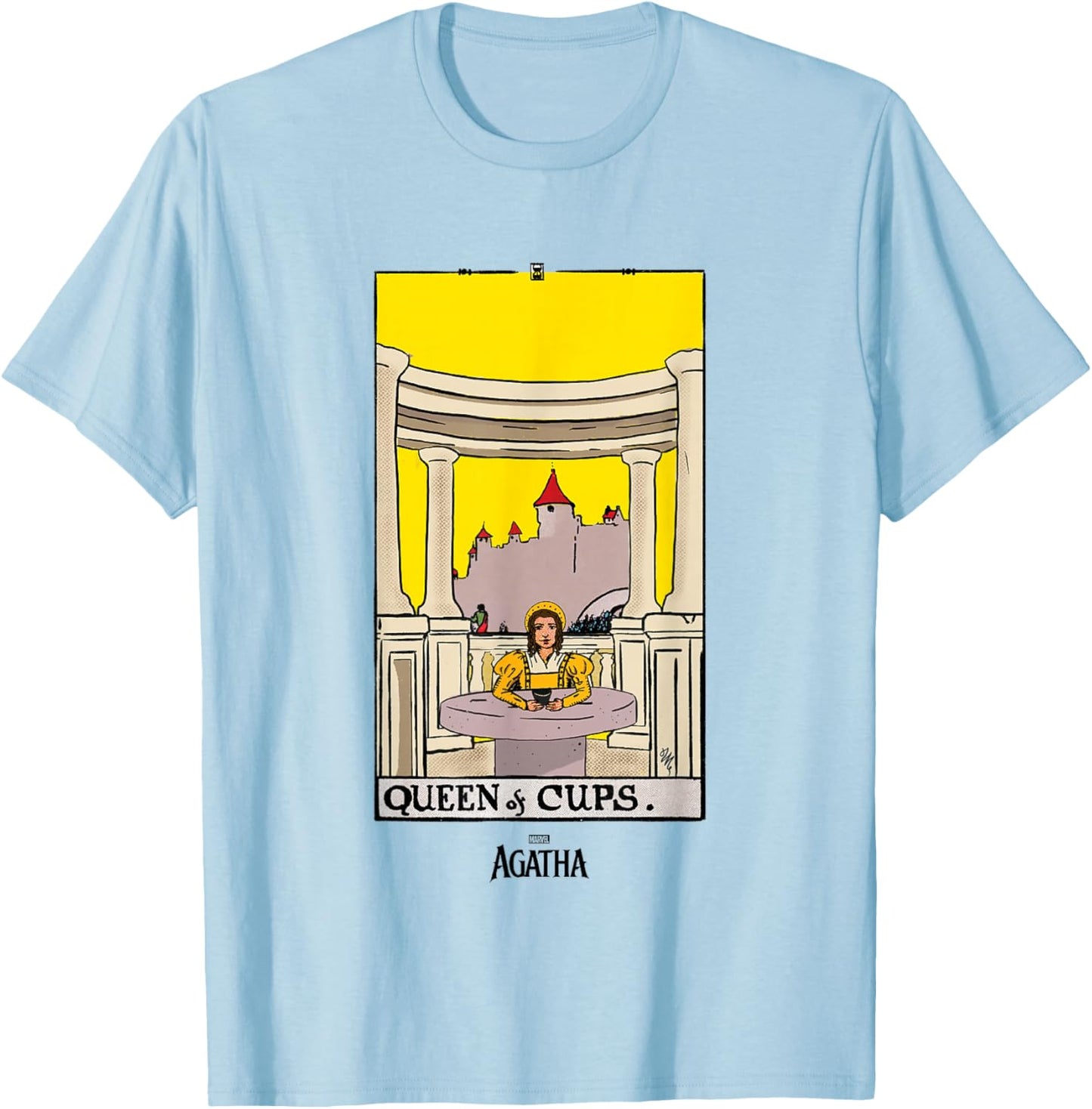 Marvel Agatha All Along Queen of Cups Vintage Tarot Card T-Shirt - T-Shirt | Light Blue