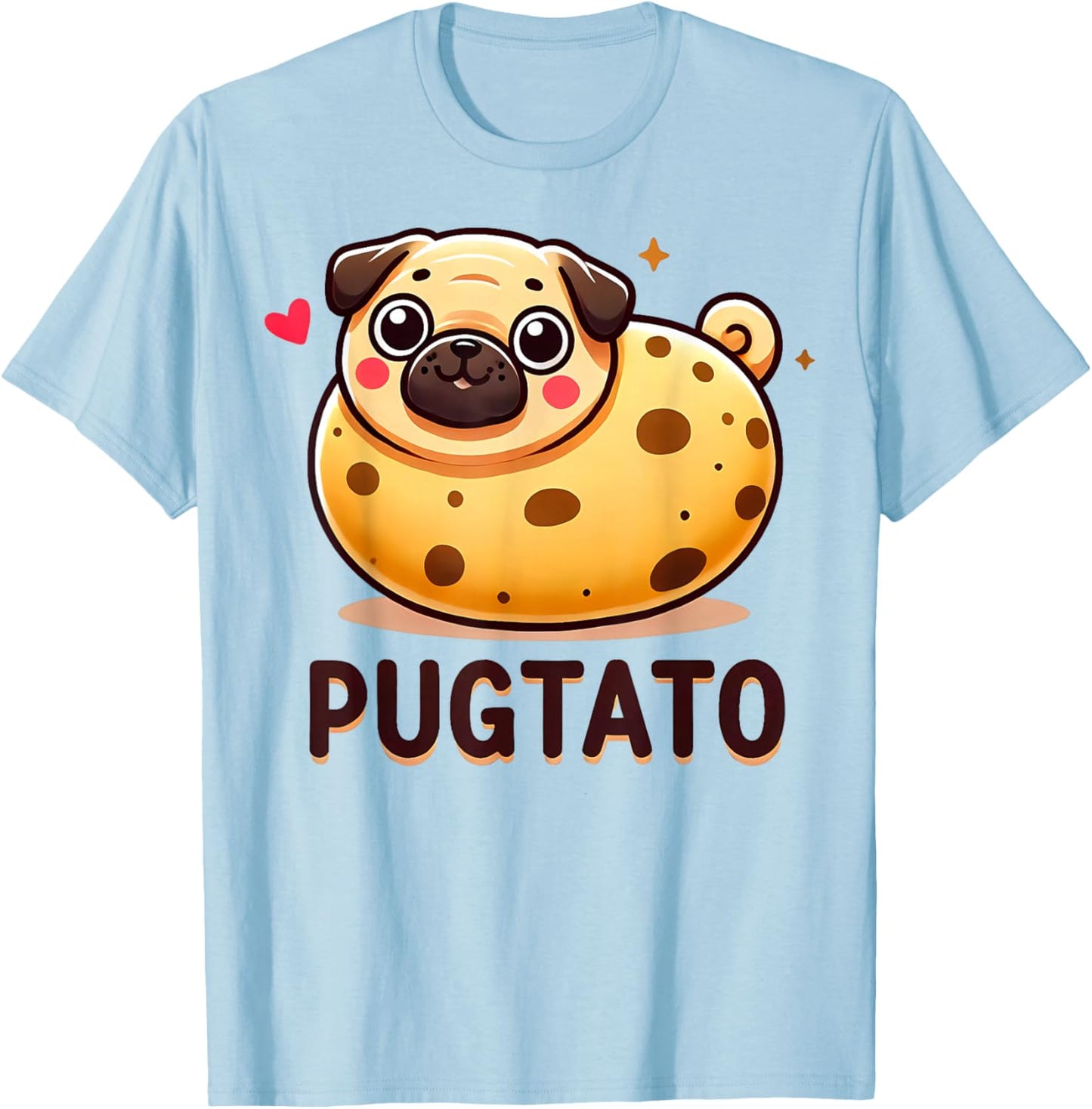 Pugtato Funny Pug Potato Dog Lover Pun Women Girls Kids T-Shirt - T-Shirt | Light Blue