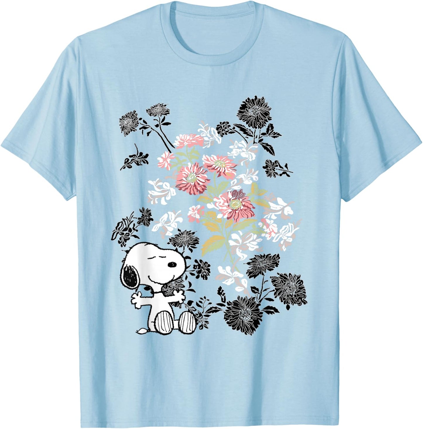Peanuts Snoopy Flowers T-Shirt - T-Shirt | Light Blue