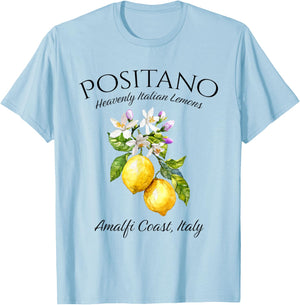 Positano Amalia Coast Italian Lemons Italy T-Shirt - T-Shirt | Light Blue