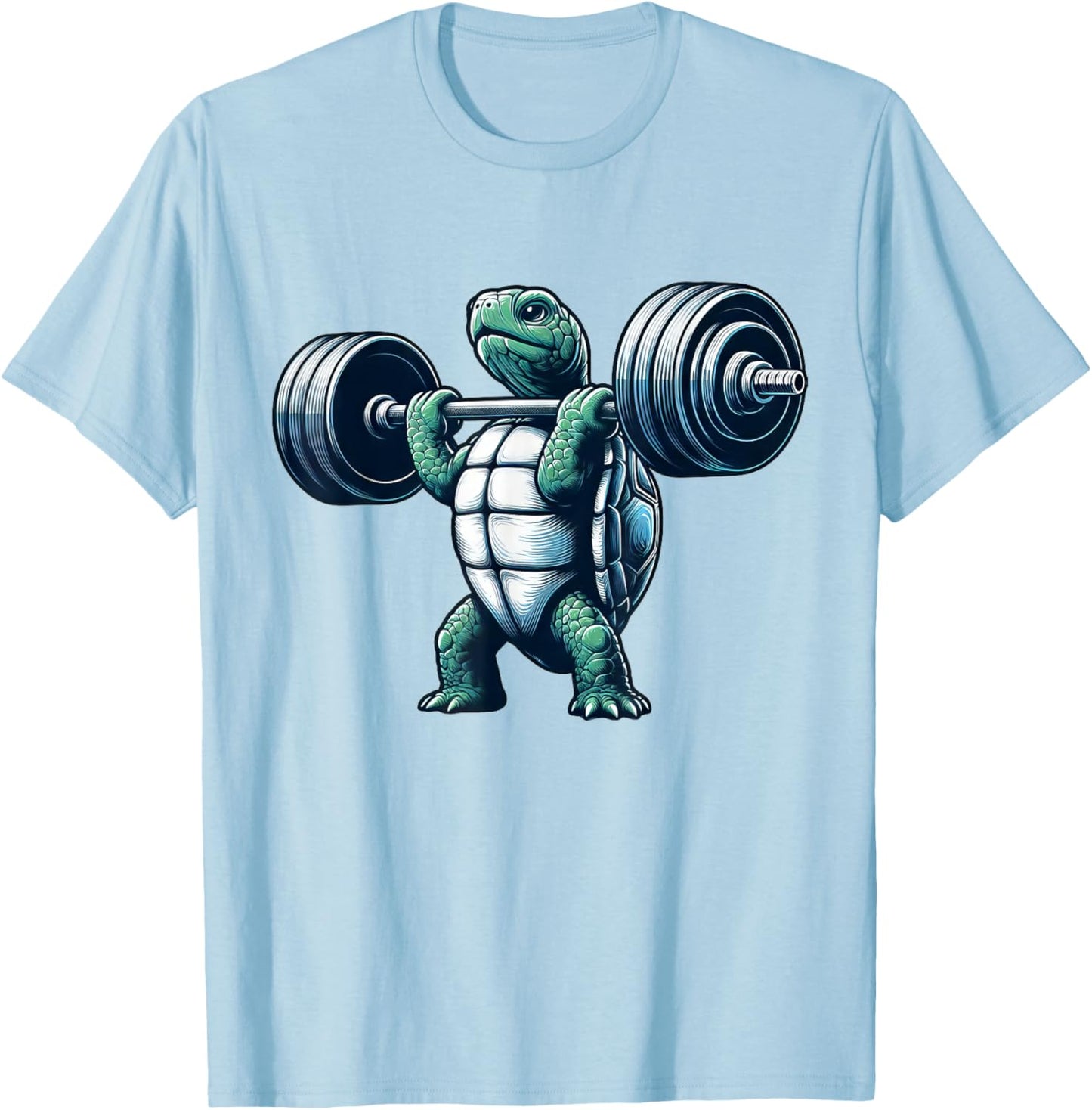 Strong Turtle Weightlifter Lifting Heavy Workout T-Shirt - T-Shirt | Light Blue