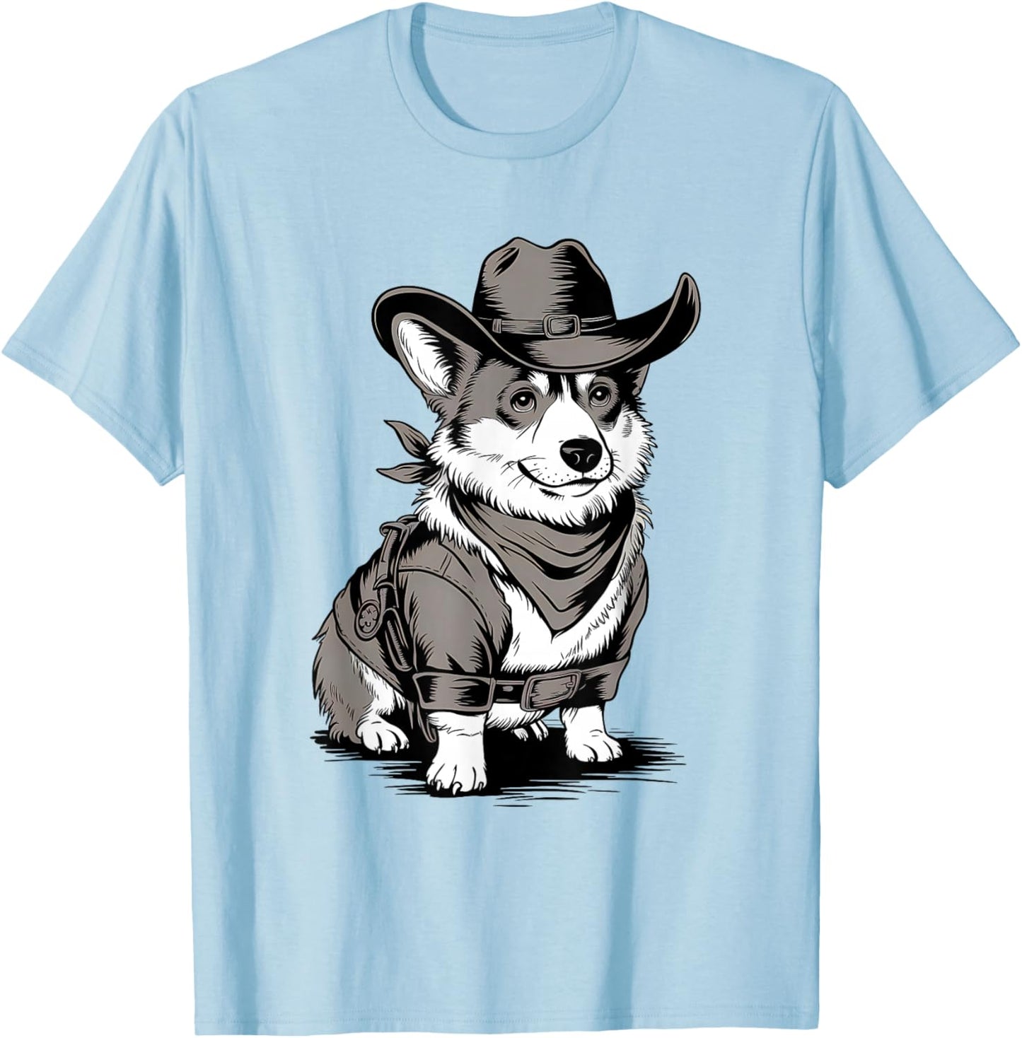 Funny Corgi Cowboy Western Corgi Lover Country Corgi T-Shirt - T-Shirt | Light Blue
