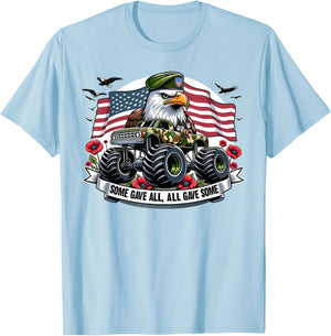 Kids Memorial Day Shirts Boys American Flag Shirt Eagle USA T-Shirt - T-Shirt | Light Blue