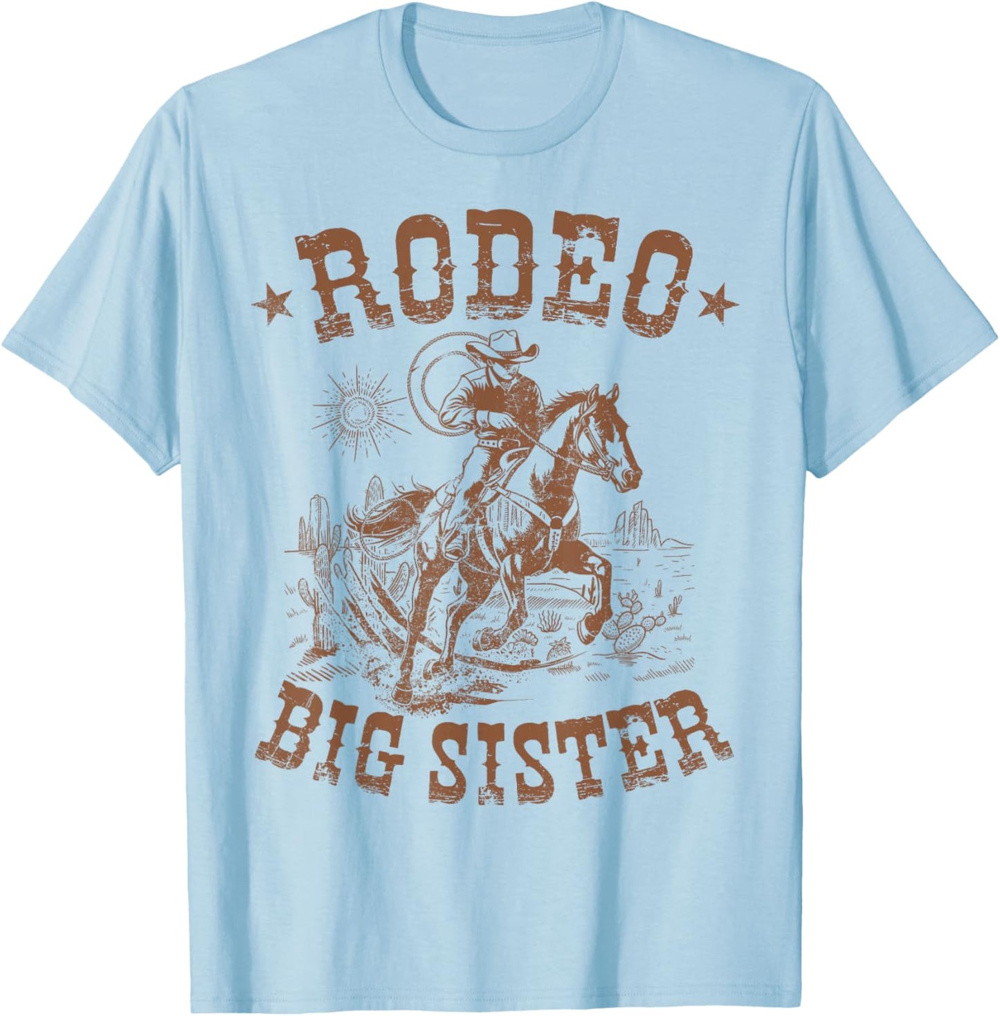 Rodeo Big Sister Western Cowboy Birthday Family Matching T-Shirt - T-Shirt | Light Blue