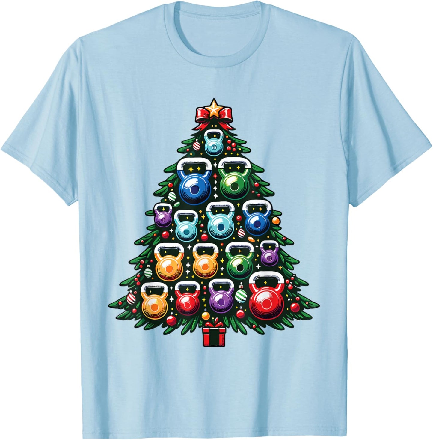 Kettlebell Christmas Workout T-Shirt - T-Shirt | Light Blue