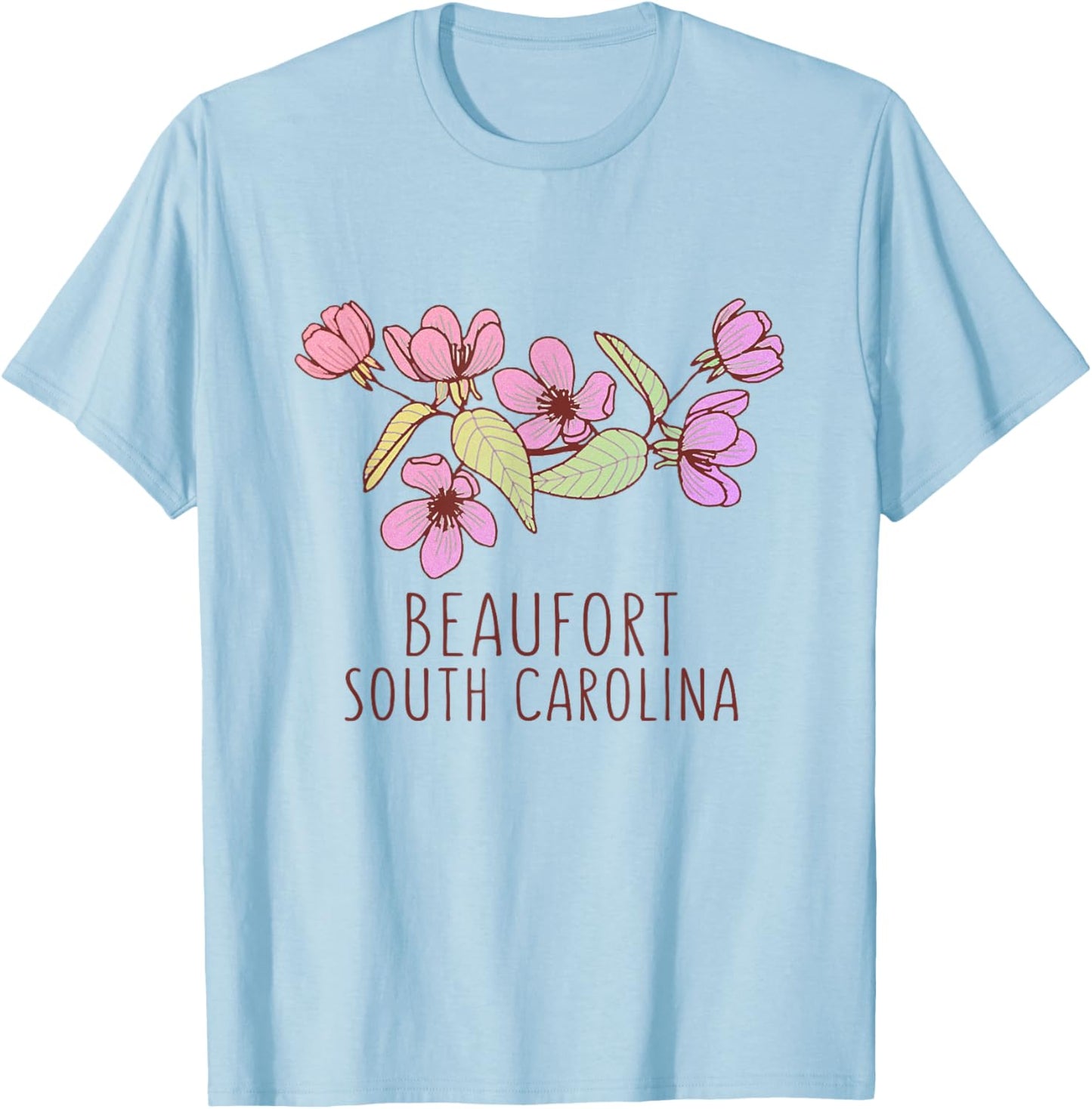 Beaufort South Carolina Wildflowers | Beaufort SC T-Shirt - T-Shirt | Light Blue