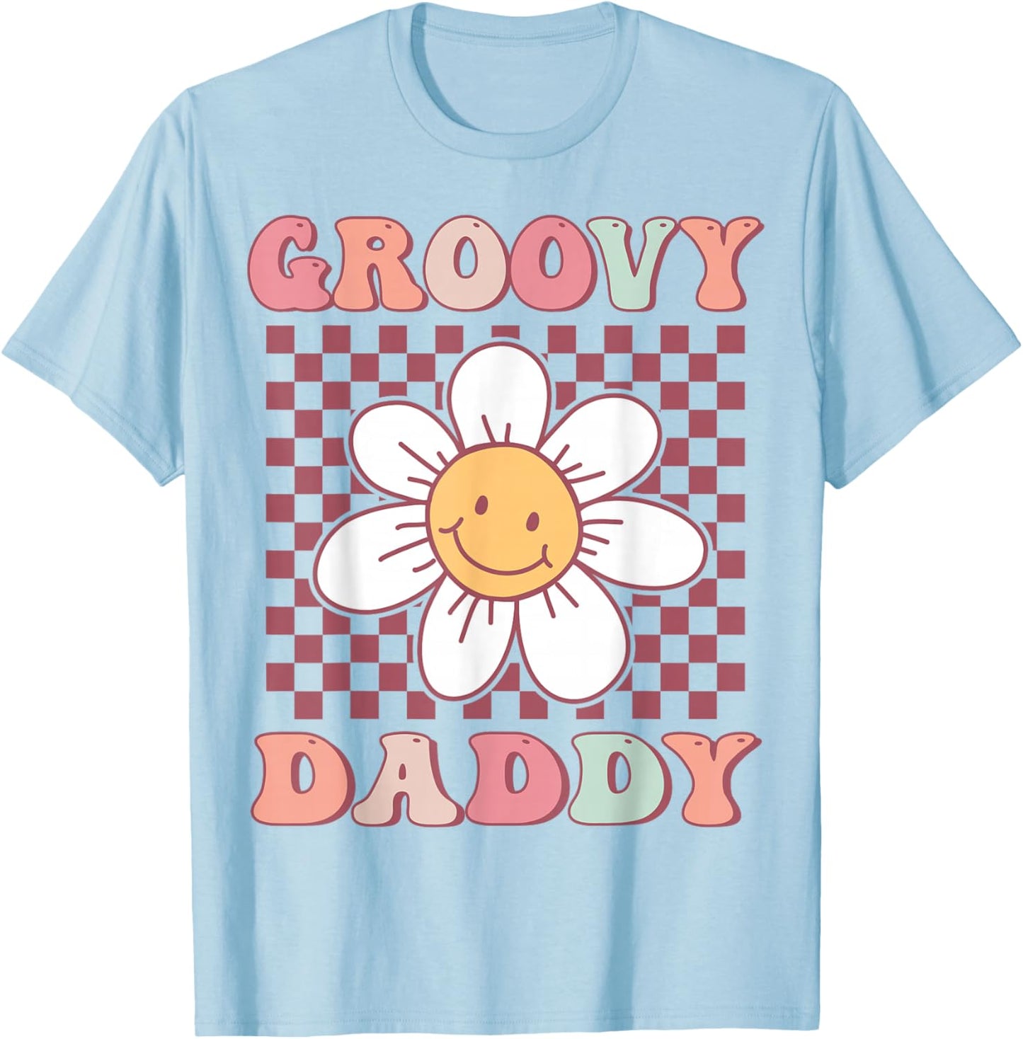 Groovy Daddy Matching Family Birthday Party Daisy Flower T-Shirt - T-Shirt | Light Blue