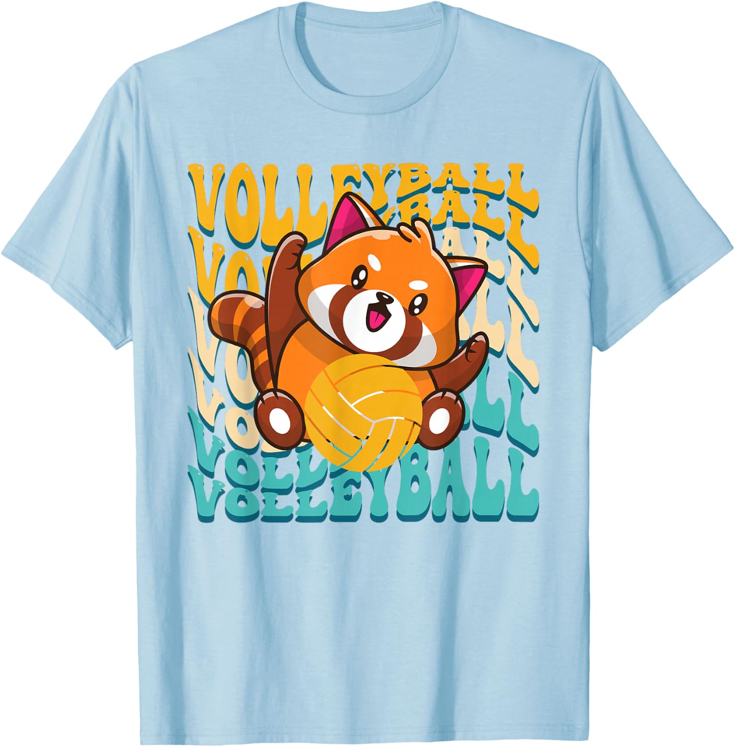 Peace Love Volleyball Player Red Panda Women Teen Girls T-Shirt - T-Shirt | Light Blue