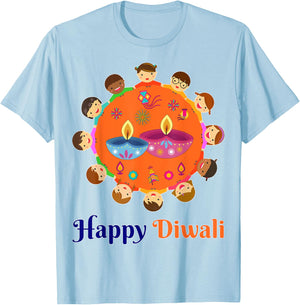 Toddler Diwali-Shirt Kid Men Women Family Hindu Happy Diwali T-Shirt - T-Shirt | Light Blue