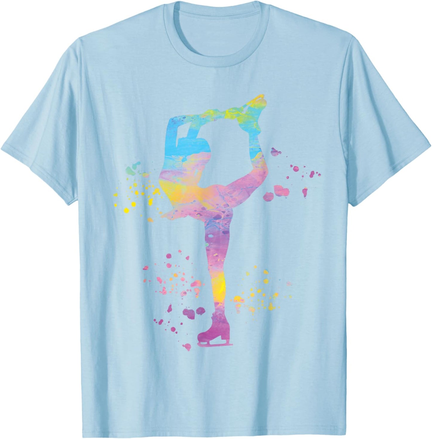Ice Skater Figure Skating Colorful Girls Ice Skating T-Shirt - T-Shirt | Light Blue