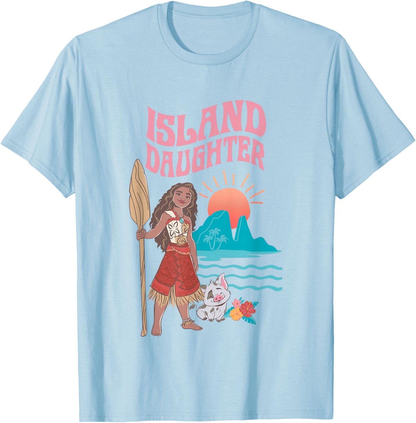 Disney Moana 2 Island Daughter Tropical Panel T-Shirt - T-Shirt | Light Blue