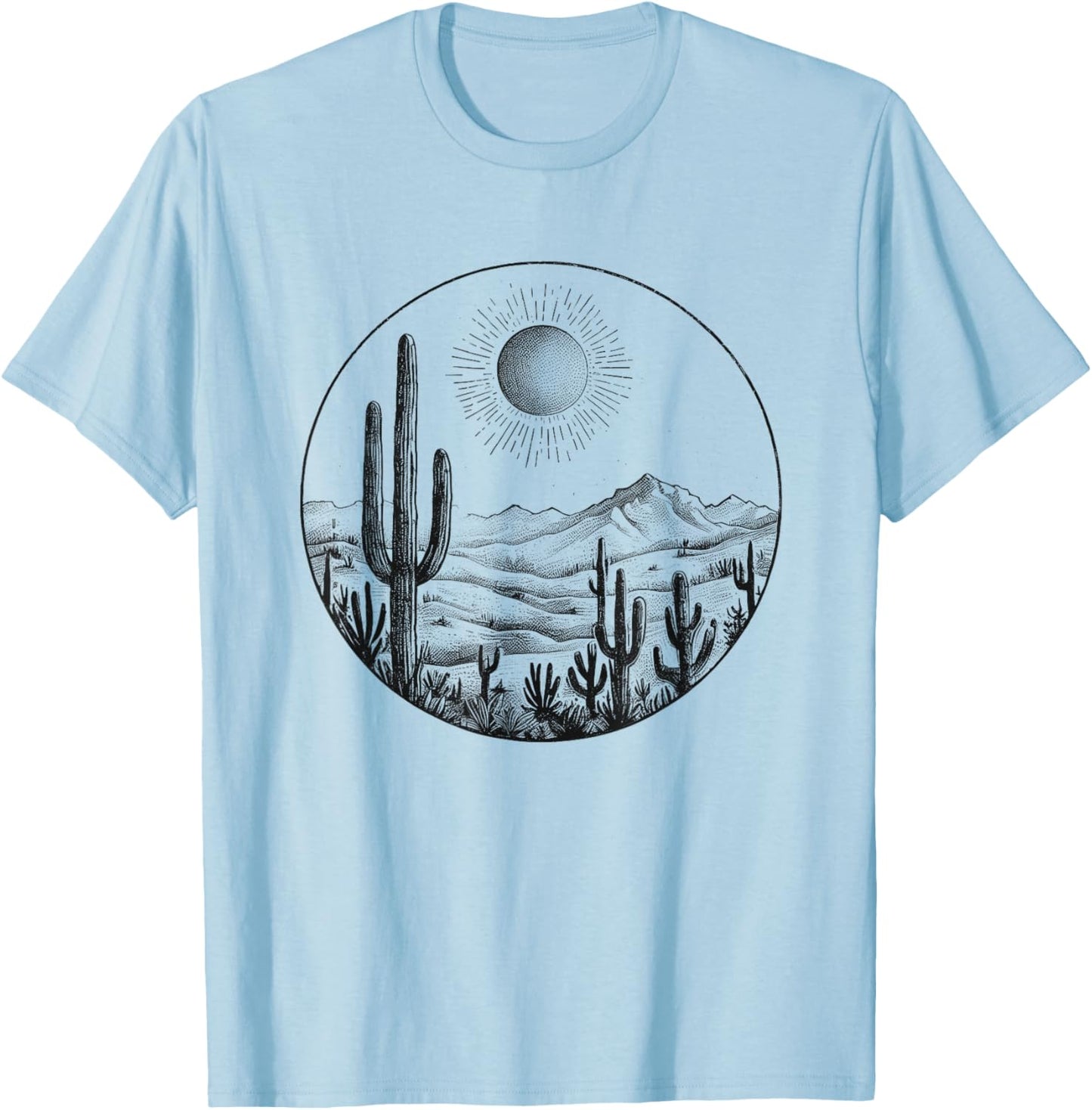 Desert Cactus Plants Adventure Arizona Cactus Scene Vintage T-Shirt - T-Shirt | Light Blue