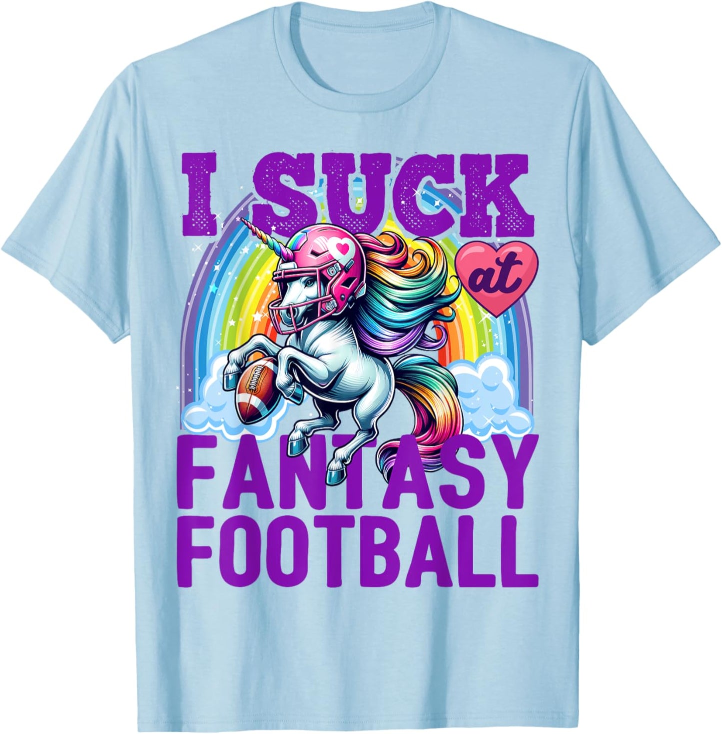 I Suck at Fantasy Football Unicorn Rainbow Loser Men T-Shirt - T-Shirt | Light Blue
