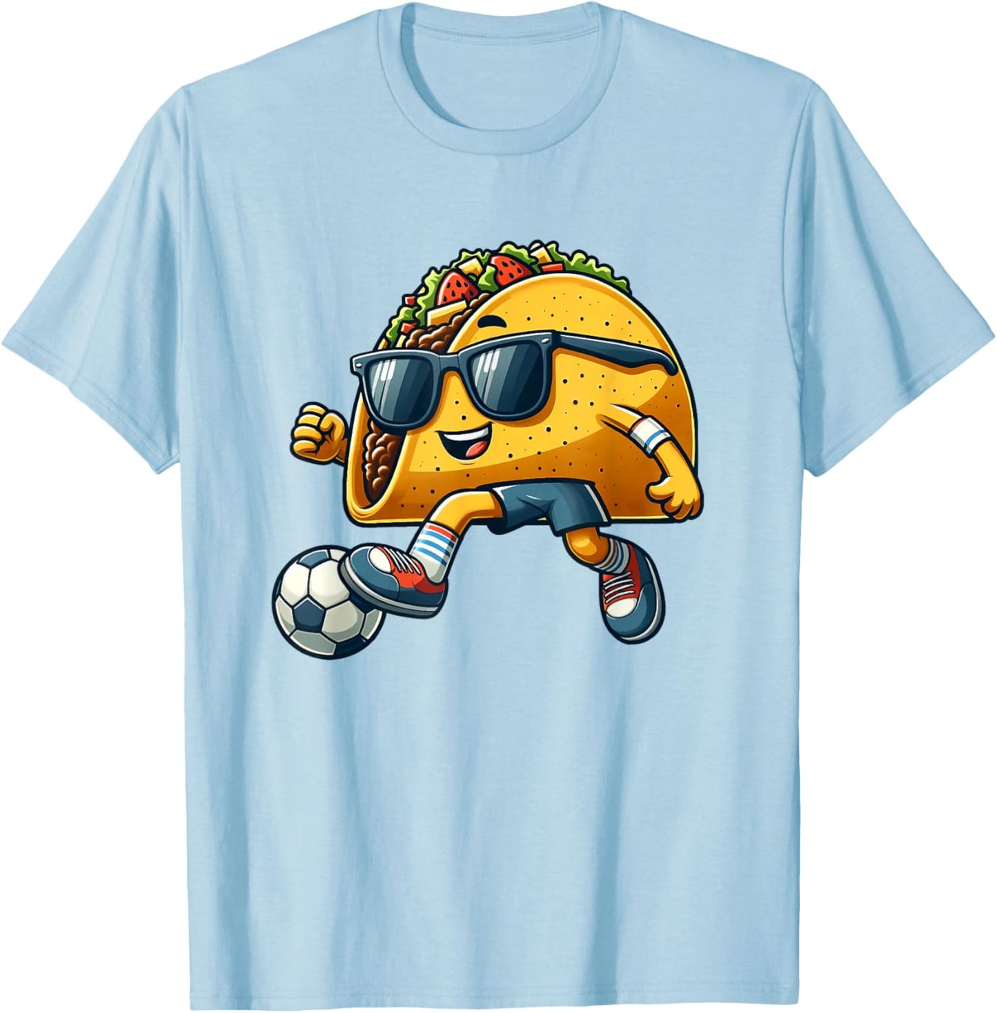 Taco Playing Soccer Mexican Cinco De Mayo Fiesta Kids Men T-Shirt - T-Shirt | Light Blue