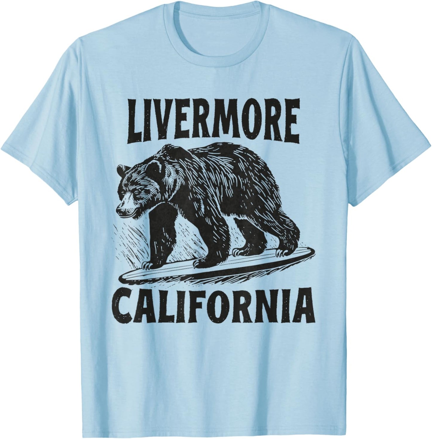 Livermore California CA Retro Surfer Beach Surf Vintage T-Shirt - T-Shirt | Light Blue