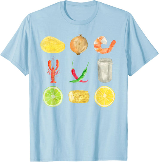 Cute Crawfish Low Country Boil y2k Clean Girly Aesthetic T-Shirt - T-Shirt | Light Blue