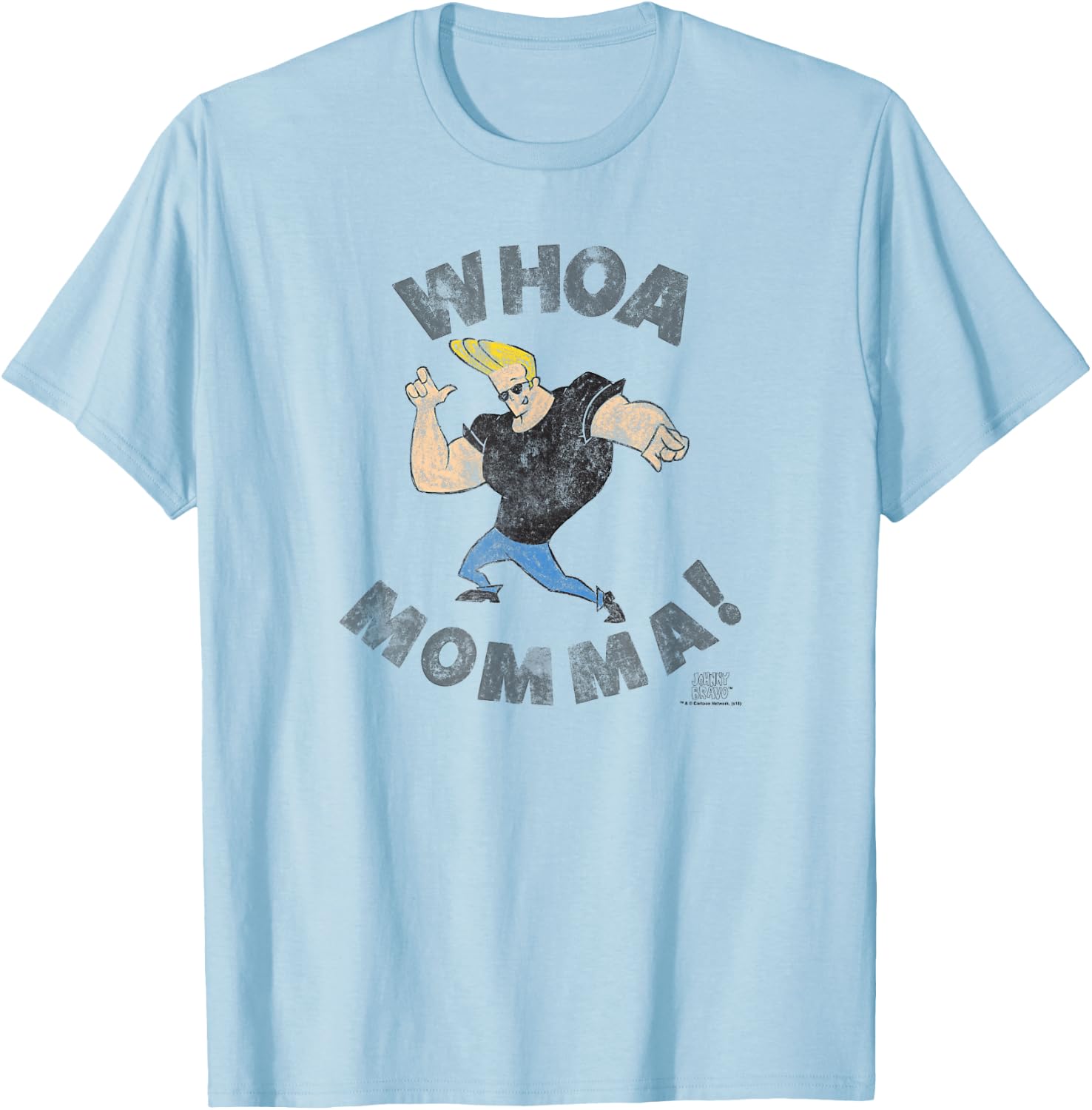 Johnny Bravo Whoa Momma T-Shirt - T-Shirt | Light Blue