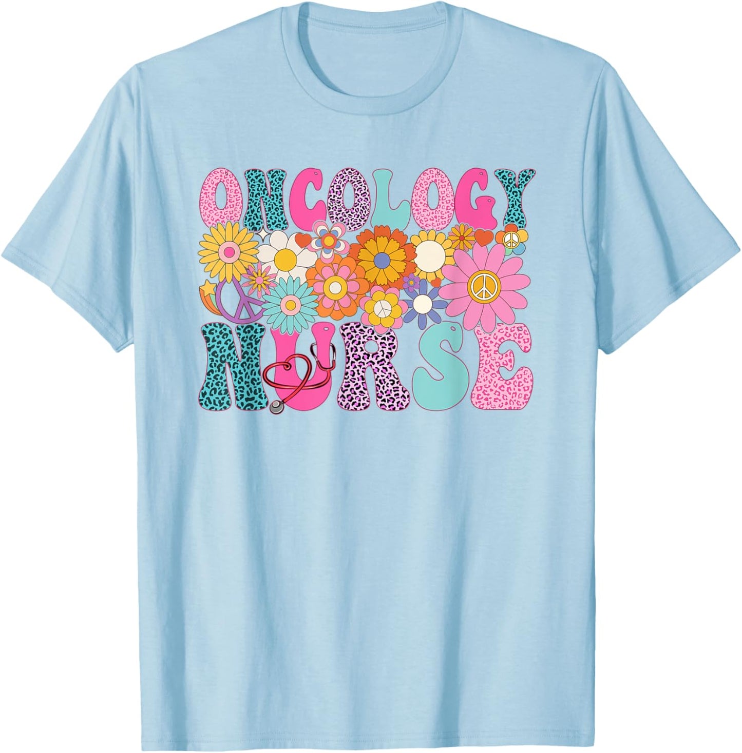 Oncology Nurse Week Groovy Appreciation Day T-Shirt - T-Shirt | Light Blue