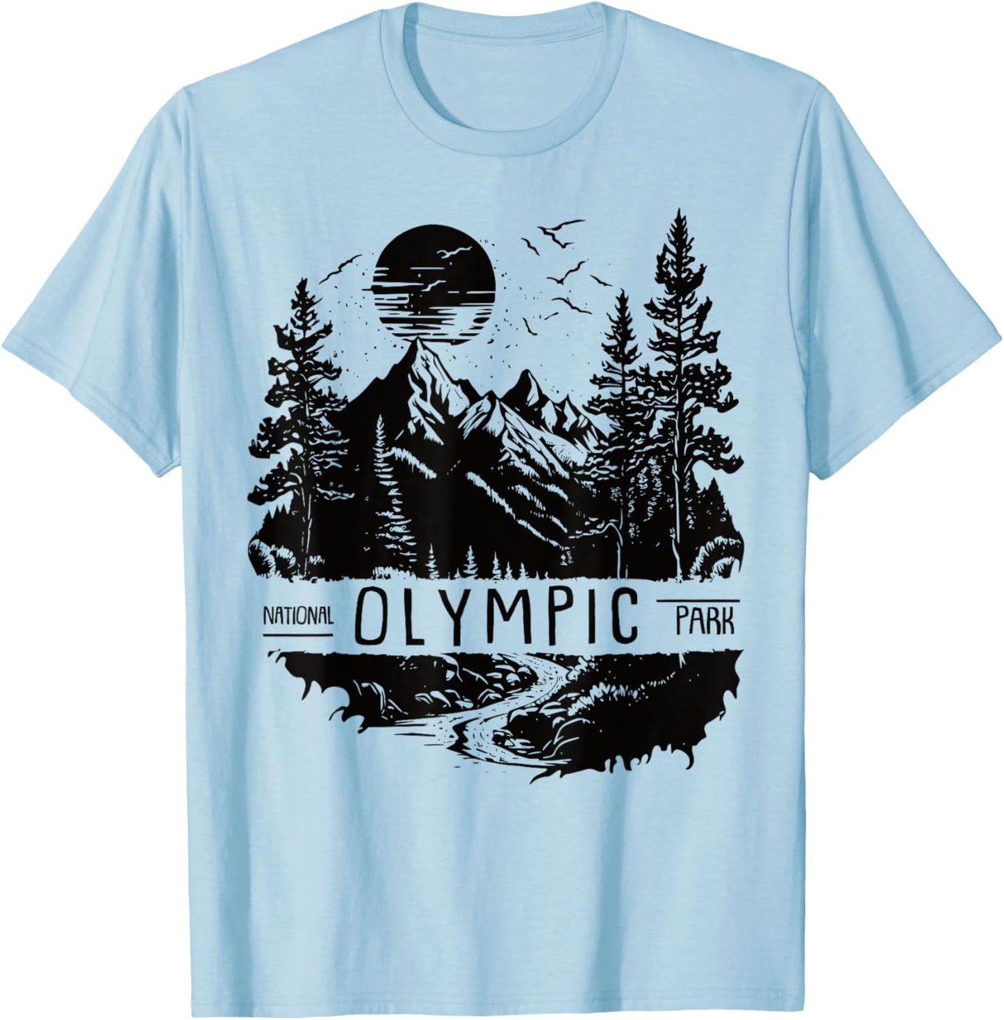 US Olympic National Park Shirts & More Retro Olympic National Park US Vintage Olympic Men's Grey Small Short Sleeve T-Shirt - T-Shirt | Light Blue