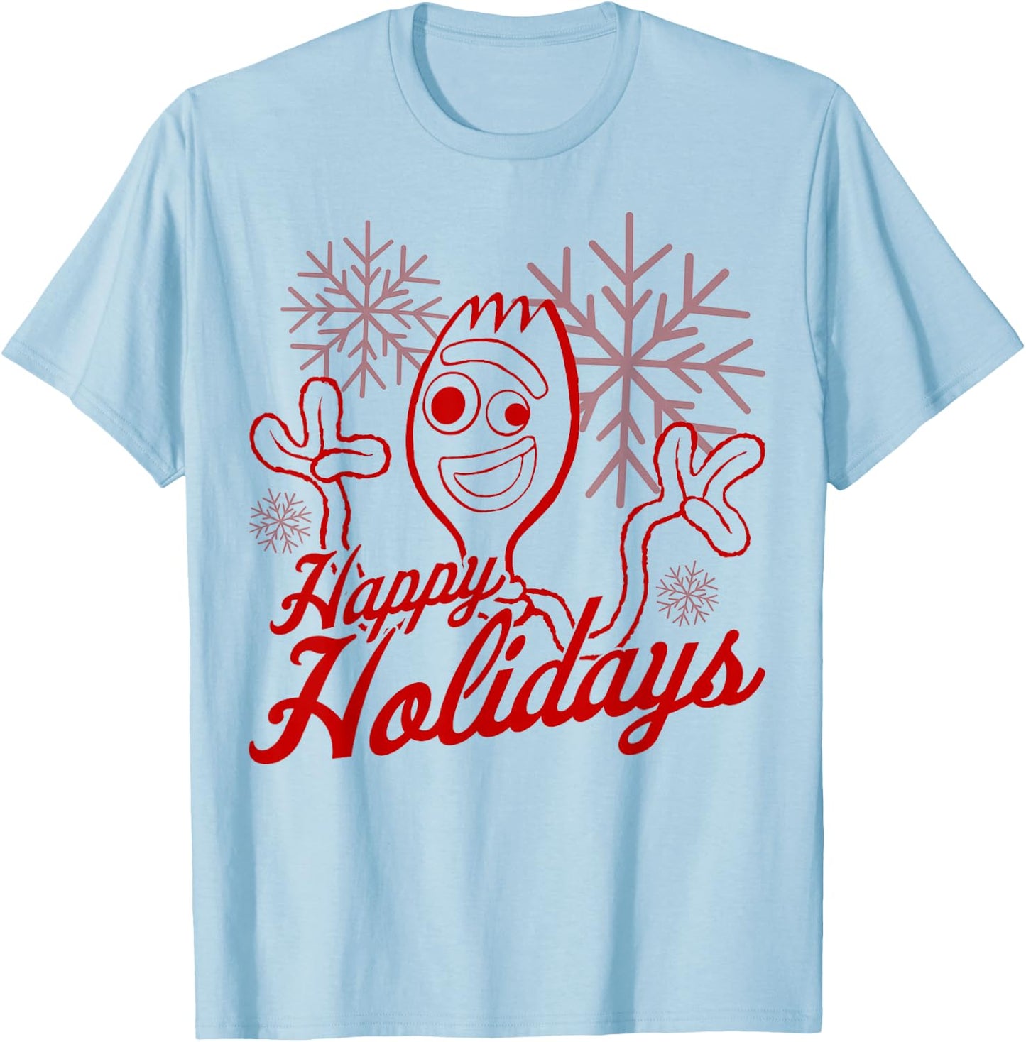 Disney Pixar Toy Story Christmas Forky Happy Holidays T-Shirt - T-Shirt | Light Blue