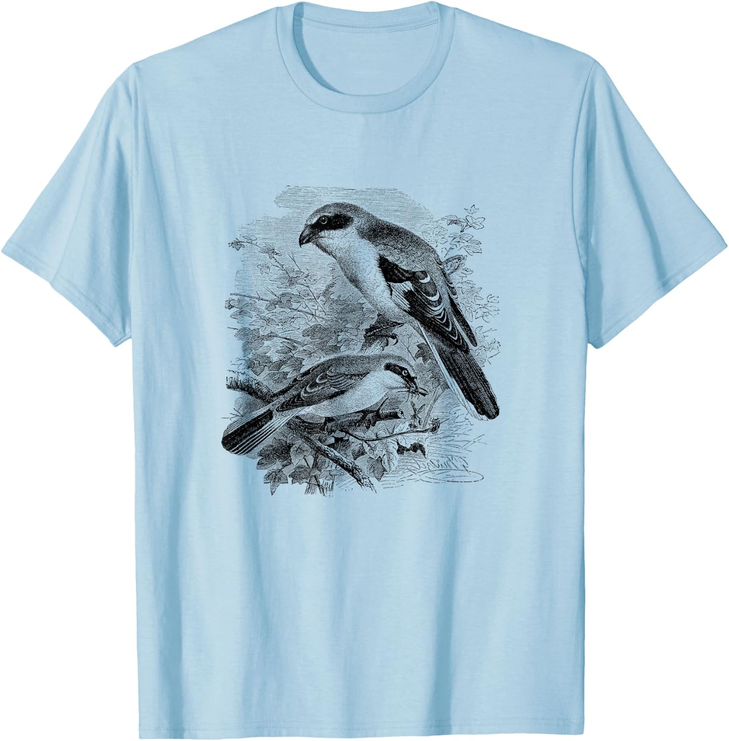 Shrike Bird Print T-Shirt - T-Shirt | Light Blue