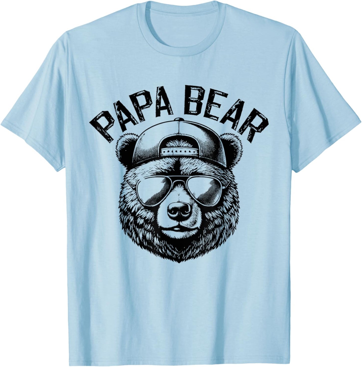 Papa Bear Face Grizzly Fathers Day Bear Lover T-Shirt - T-Shirt | Light Blue