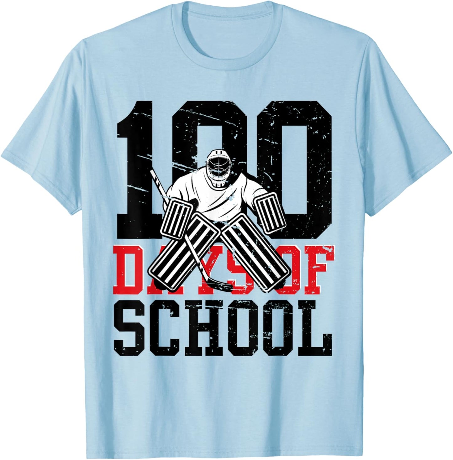 100 Days Of School Ice Hockey Sport Student Teacher T-Shirt - T-Shirt | Light Blue