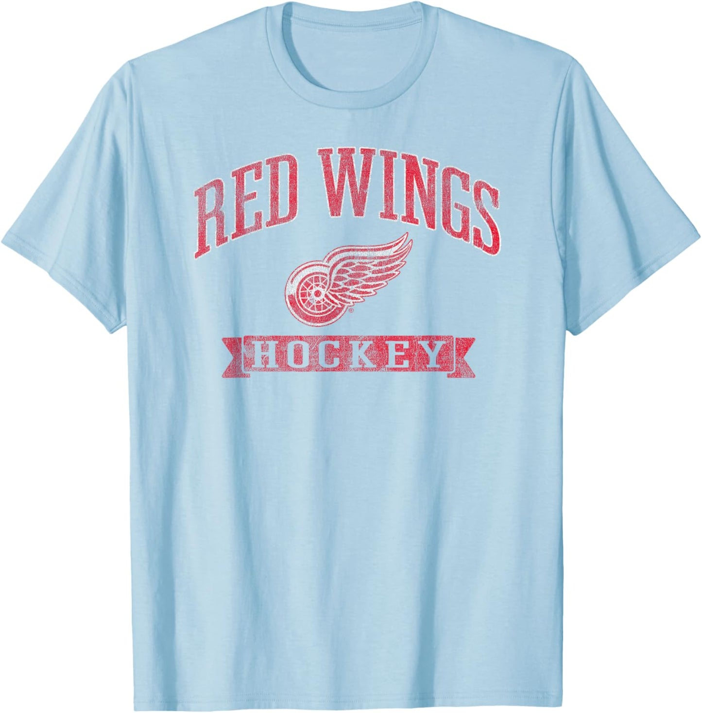 Detroit Red Wings Vintage Hockey Gray Officially Licensed T-Shirt - T-Shirt | Light Blue