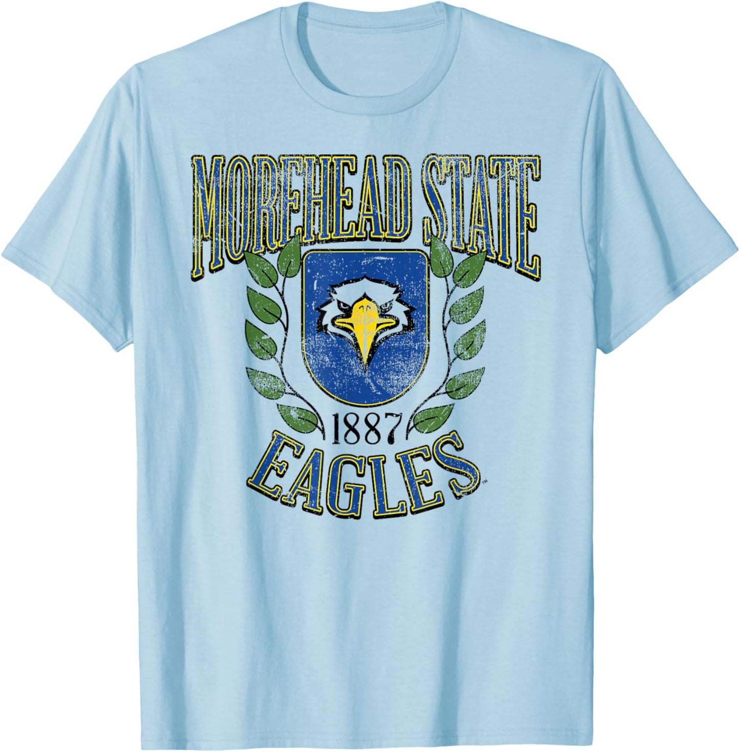 Morehead State Eagles Retro Shield White Officially Licensed T-Shirt - T-Shirt | Light Blue