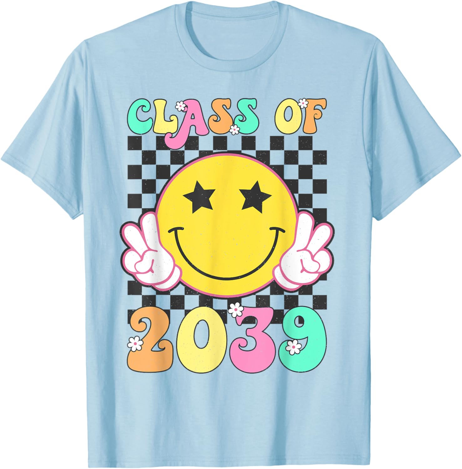 Retro Class of 2039 Grow With Me Back to School Kindergarten T-Shirt - T-Shirt | Light Blue