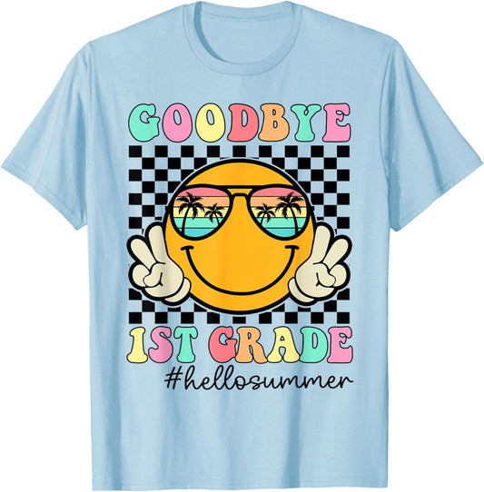 Goodbye 1st Grade Graduation Class Of 2024 Hello Summer Women Kids T-Shirt - T-Shirt | Light Blue