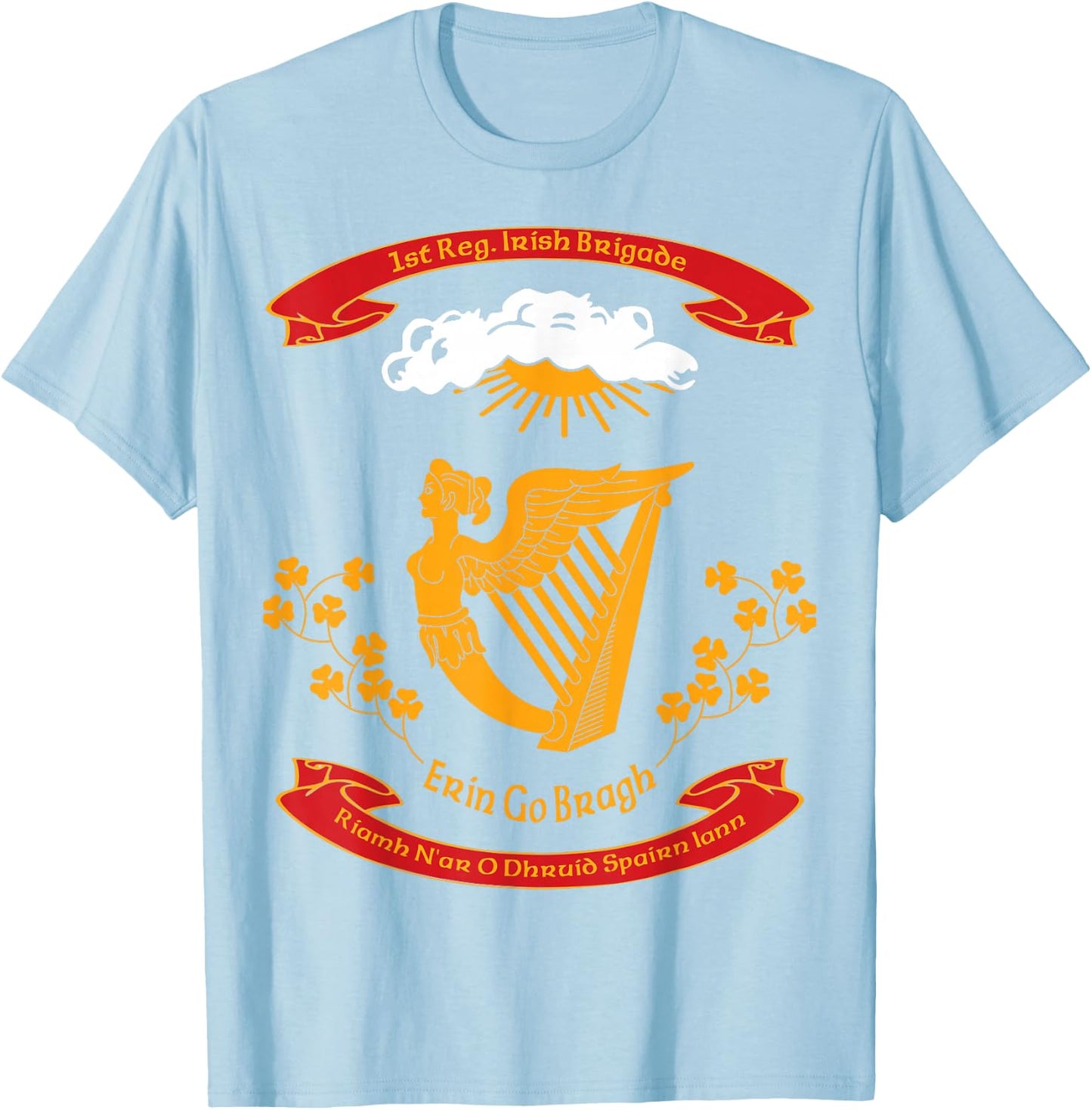 1987 Designs Civil War Era 1st Irish Brigade Flag T-Shirt - T-Shirt | Light Blue