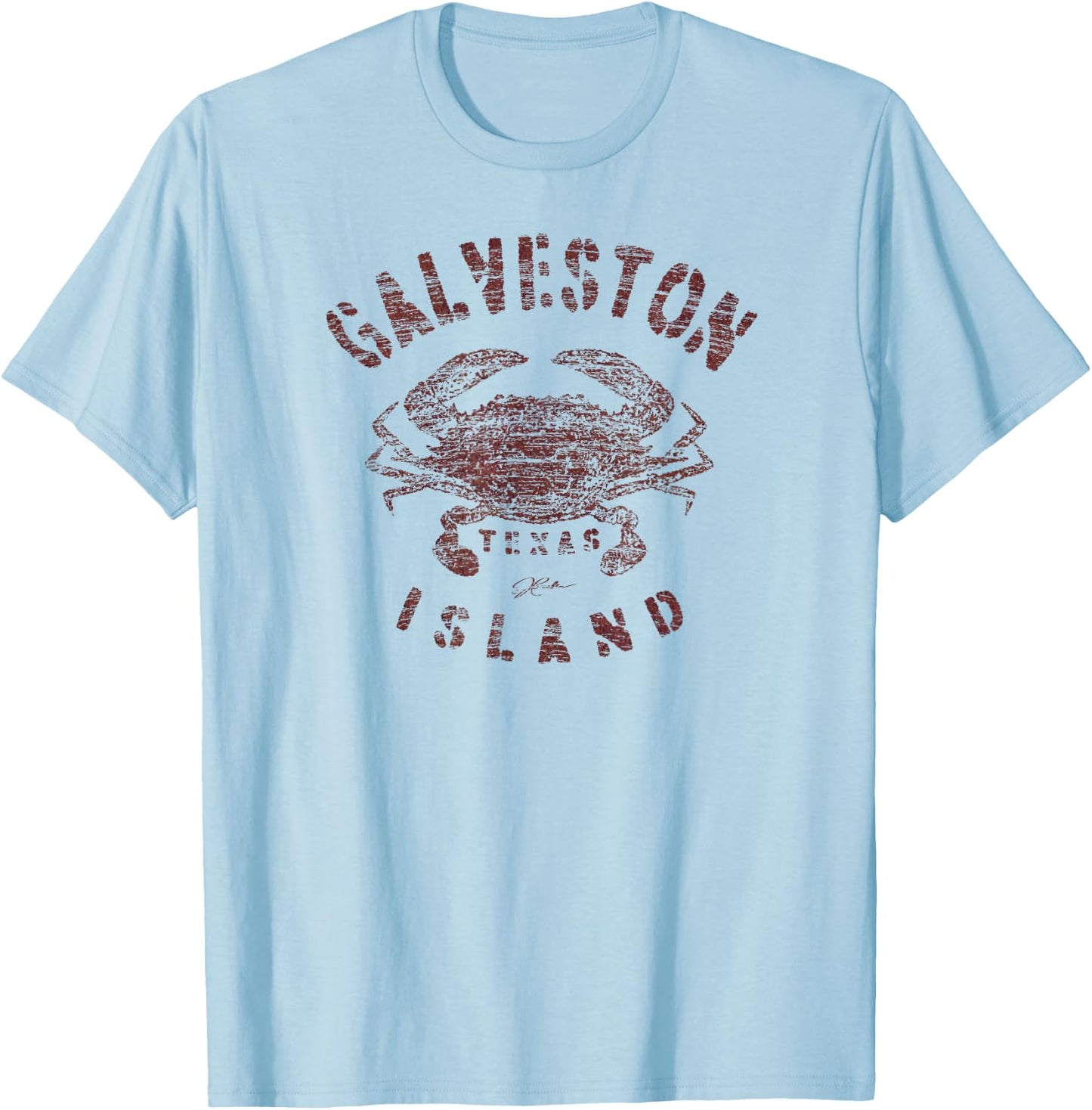 JCombs: Galveston Island, TX, Blue Crab (Distressed) T-Shirt - T-Shirt | Light Blue