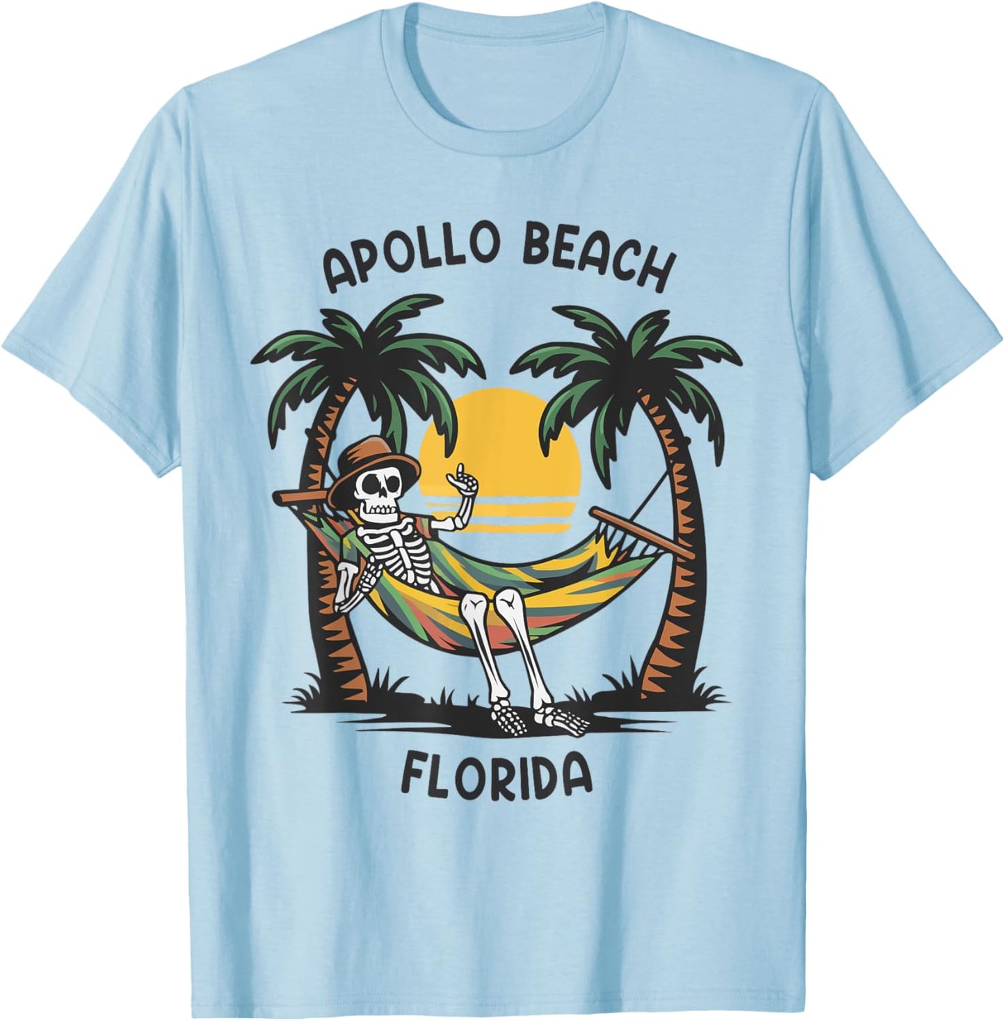 Vintage Apollo Beach Florida Palms FL Sunset Funny T-Shirt - T-Shirt | Light Blue