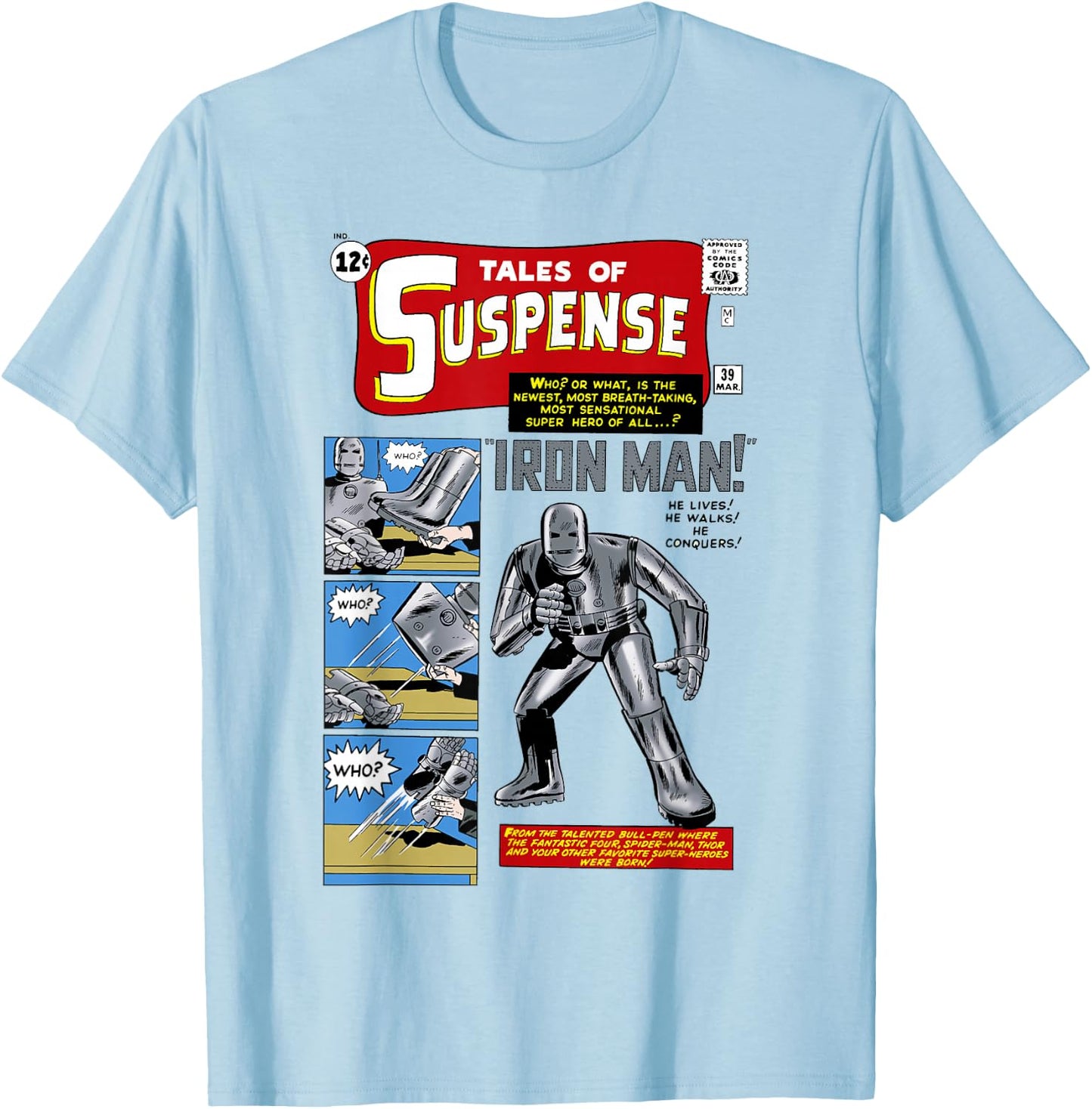 Marvel Avengers Iron Man Tales of Suspense Comic Cover Small T-Shirt - T-Shirt | Light Blue