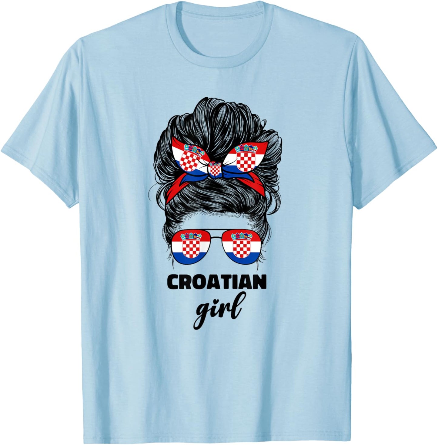 Croatian Girl Hrvatska Croats Croatia Flag Girls T-Shirt - T-Shirt | Light Blue